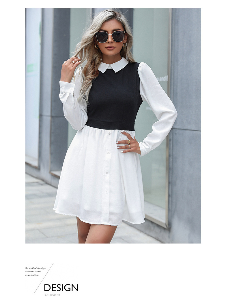 Slim Lapels Stitching Shirt Dress NSYYF89345