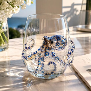 �羳Artisanal Blue Ringed Octopus Glass ware�{�h���~������