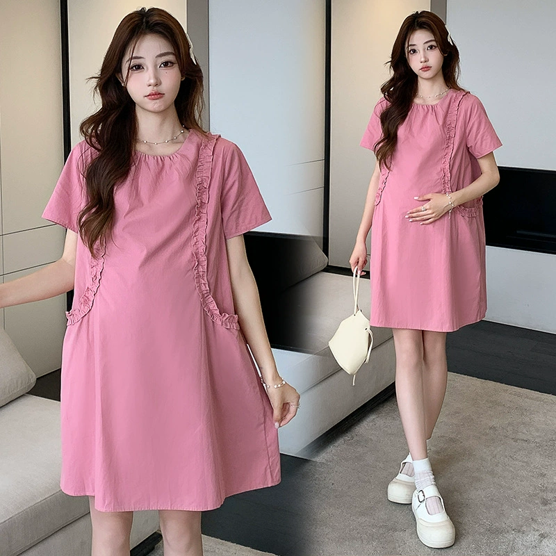Summer dress for pregnant with pockets, (Physicals), french style, high-quality style, fitted