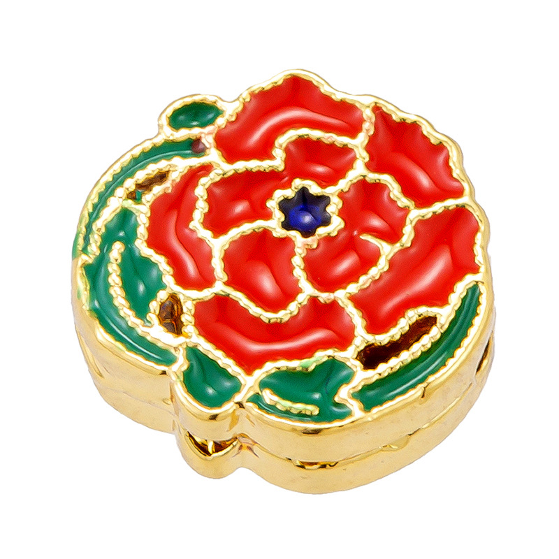 Antiguo método oro goteando aceite azul quemado colgante cuentas Dios de la riqueza atrapador de sueños flor cuentas de tambor accesorios de bricolaje joyería de transferencia