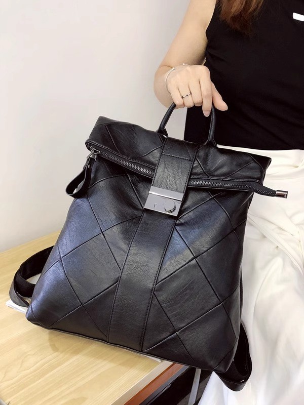 Bolso mujer 2025 nueva mochila con costuras de cuero suave de gran capacidad bolso de viaje de estilo coreano salvaje mochila estilo universitario marea