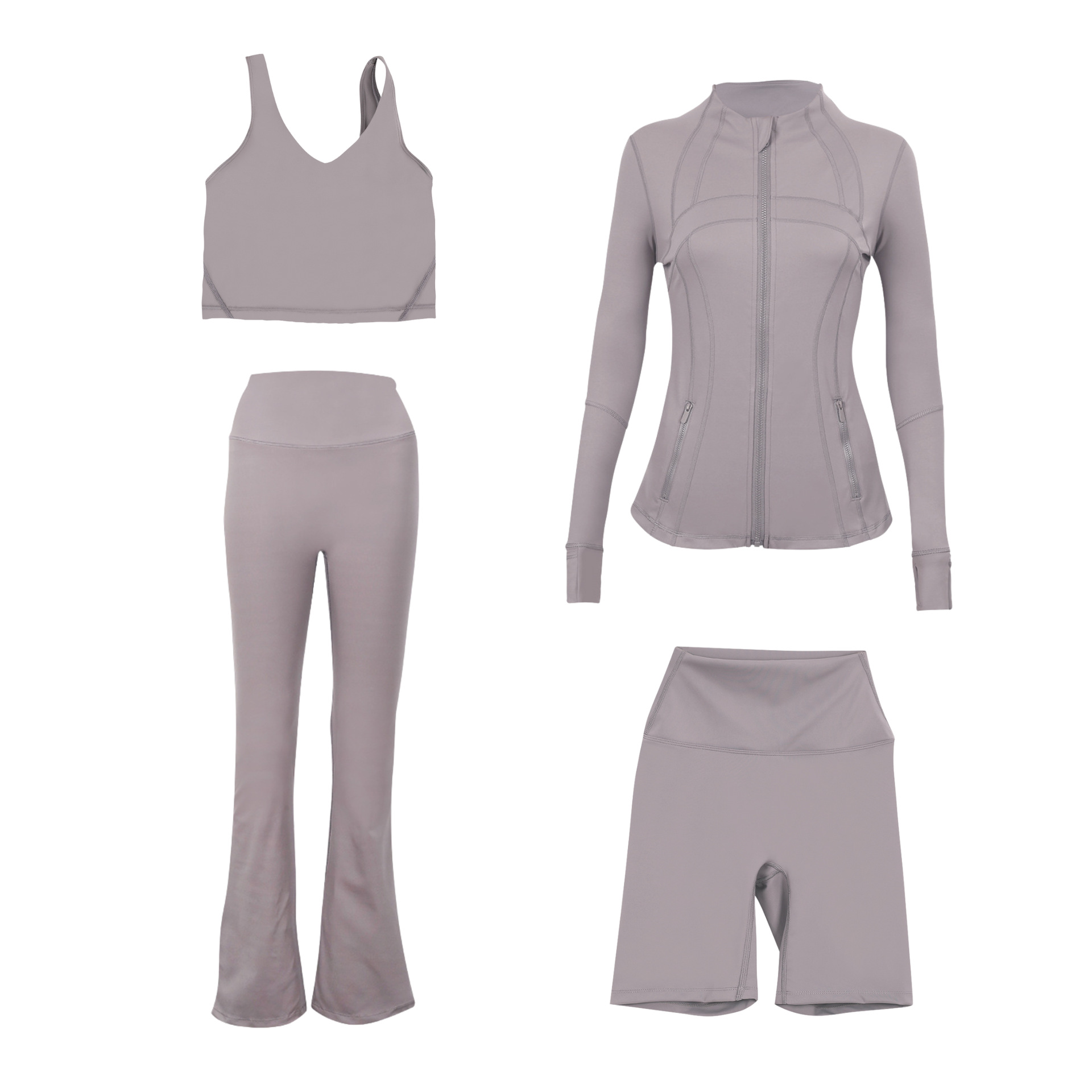 Dames sportkleding set slim fit u-hals top en flared broek_voghion.com