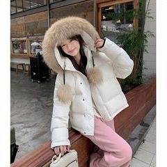 2025冬季新款短款连帽大毛领羽绒服女时尚保暖高级感小个子外套潮