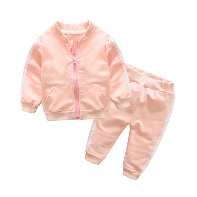 Versión coreana del bebé bebé de manga larga de punto en contraste color cremallera ropa de otoño traje deportivo pantalones cómodos ropa de niños transfronterizos kids image 5