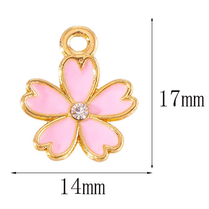 80g Weight 20 PCS/Package 14 * 17mm Alloy Rhinestones Flower Polished Pendant