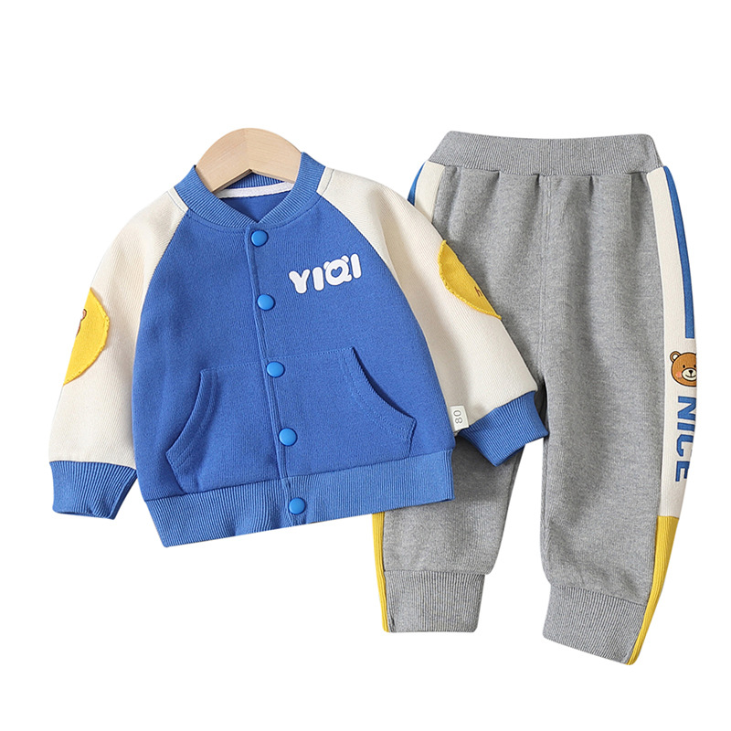 2022 New Spring Autumn Clothing Set Korean Edition Boys Handsome Middle and Young Children's Western Sports_voghion.com