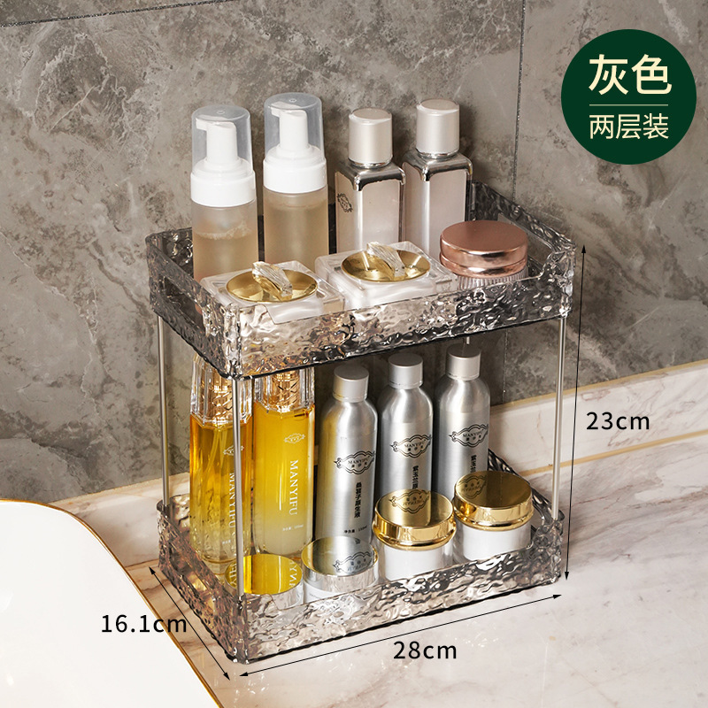 Transparente de lujo ligero de almacenamiento de cosméticos de escritorio de alta botella de productos para el cuidado de la piel de múltiples capas de cosméticos de tocador estante de almacenamiento