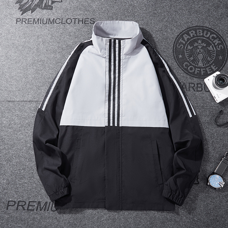 2022 chaqueta masculina primavera y otoño nuevo cuello de manga larga guapo con chaqueta casual de moda coreana