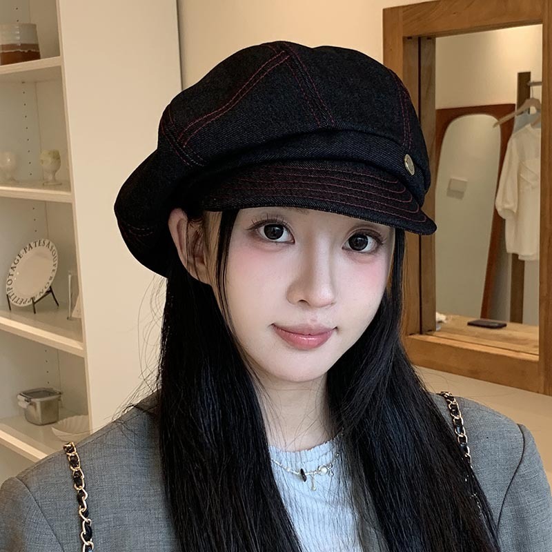 メイラードベレー帽 レディース 春秋 和風 レトロ 大きな頭囲 アヒルの舌 八角形帽子 小顔効果 多用途 ペインターハット|undefined