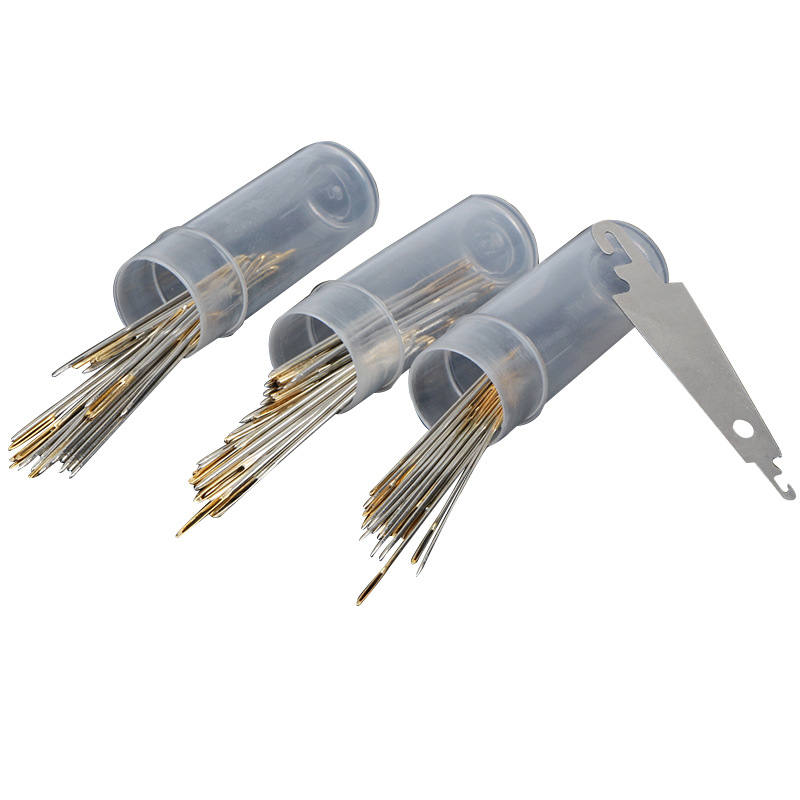 Aguja de punto de cruz de 30 piezas aguja de cola de oro aguja contundente aguja de bordado herramienta de aguja de punto de cruz