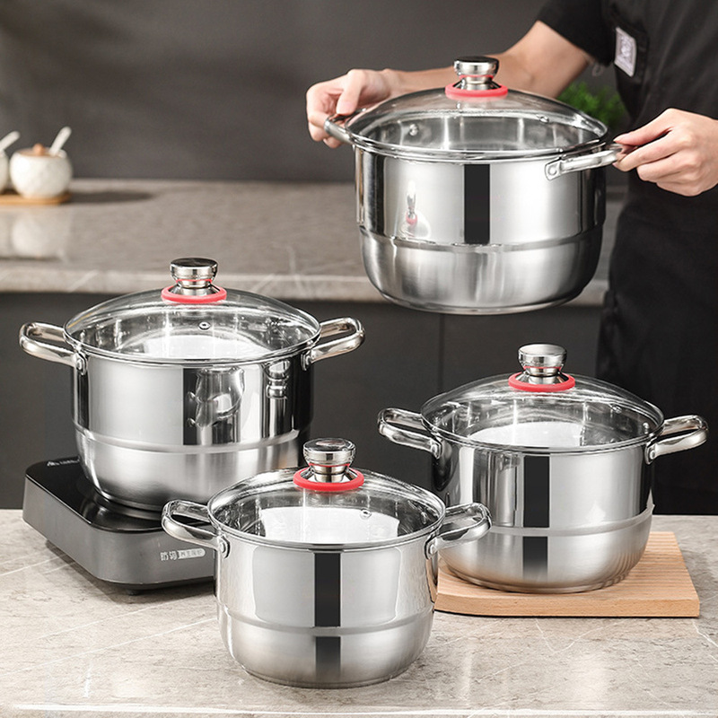 輸出セット調理器具ステンレス厚手スープ鍋蒸し鍋三点セット四点セットCookware set調理器具|undefined