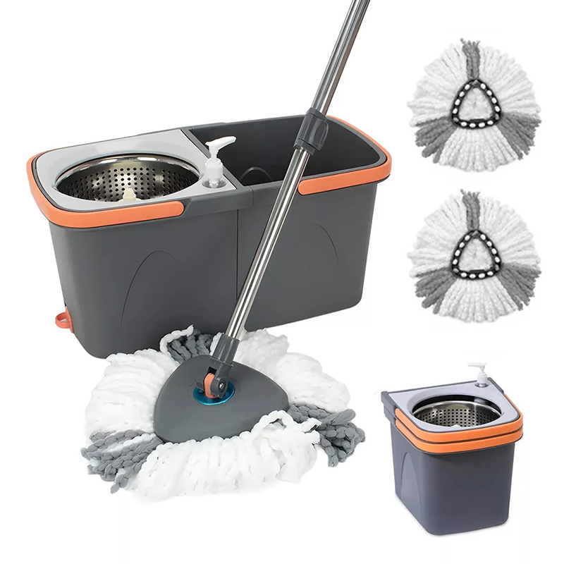 New Detachable Triangular Mop with Rotating Bucket, Foldable Mop Set Mop