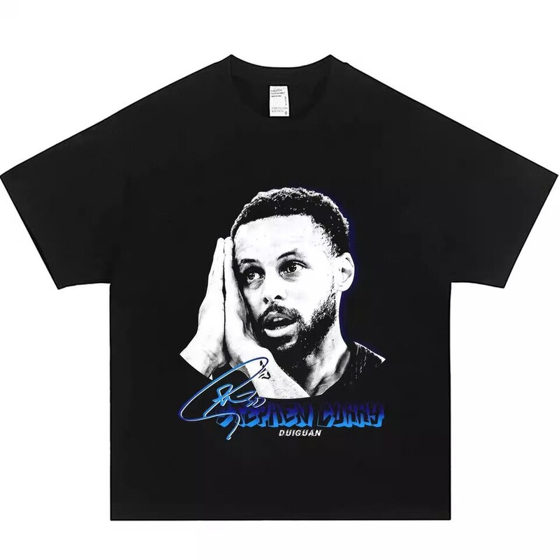 Portrait Fashion T-Shirt Basketball T-Shirt Statement Short-Sleeve Stephen Print Street Style Curry Unisex Cotton