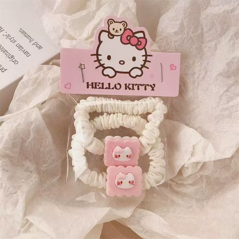 Аксессуар для волос (Hello Kitty) набор из 6 шт. — розовые заколки и резинки, пудровый дизайн