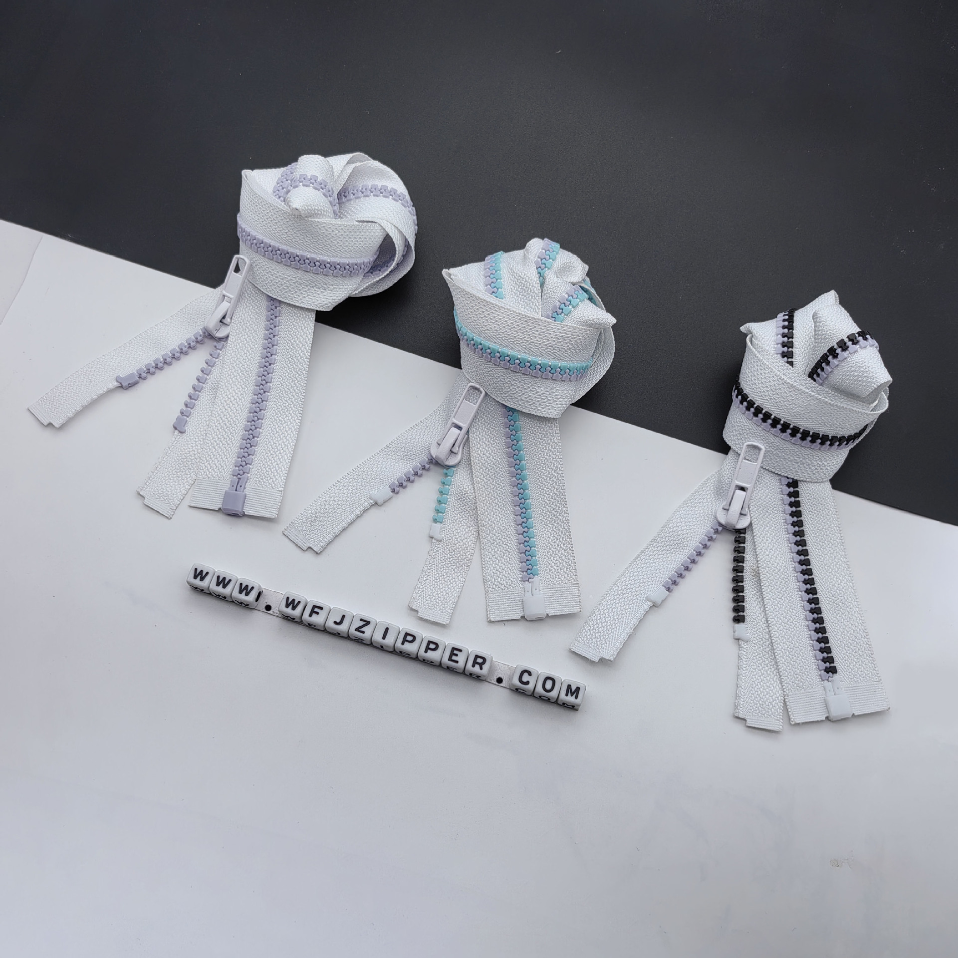 5号 透明链牙树脂拉链撞色开口开尾羽绒服毛绒玩具拉链