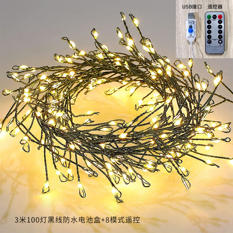 Nueva luz de cañón de látigo LED de Navidad, luz de cadena de alambre de cobre, luces de decoración de patio de vacaciones interiores y exteriores, luces de Navidad al por mayor