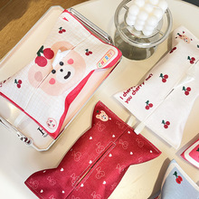 ins韩式卡通樱桃熊纸巾抽设计纸巾盒布艺纸巾套创意车载纸巾袋子