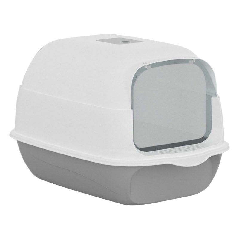 Gran caja de arena para gatos completamente cerrada, aislamiento de olores, salpicaduras externas, inodoro para gatos de gran tamaño, palangana para heces para gatos de doble uso semicerrada, spot al por mayor