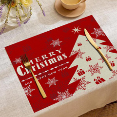 新しいクリスマスのデジタルプリントの食事マットの亜麻の越境欧米の誕生日パーティーの断熱防汚装飾のテーブルマット