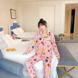 新款长袖睡衣女可爱卡通美少女秋家居服套装宽松韩版ins风pajamas