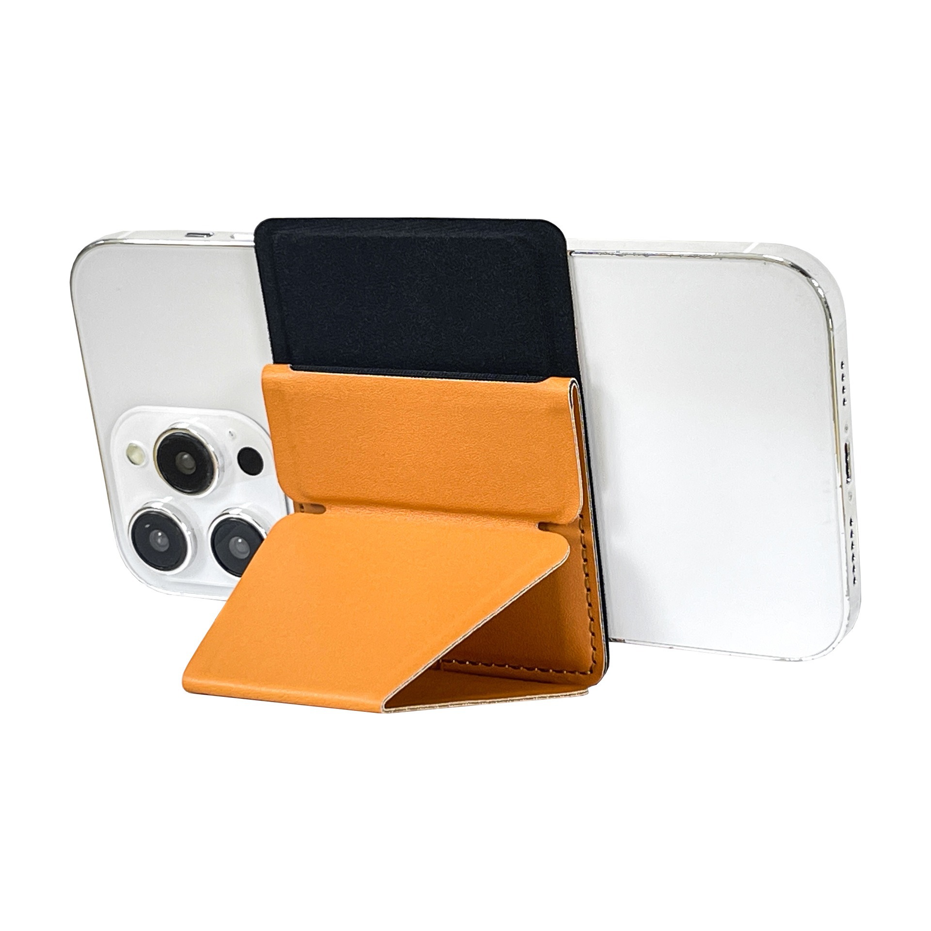 Soporte de bolsa de tarjeta de teléfono móvil de cuero PU magnético plegable para escritorio adecuado para productos de la serie Apple IPHONE que pueden imprimir LOGO