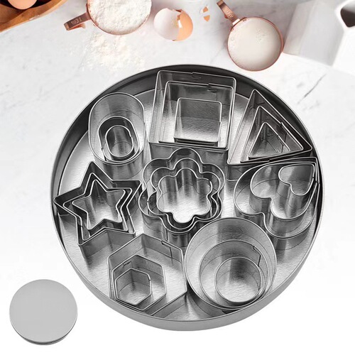 Cross-border mini cookie mold 24-piece set stainless steel geometric shape mold DIY clay tool set