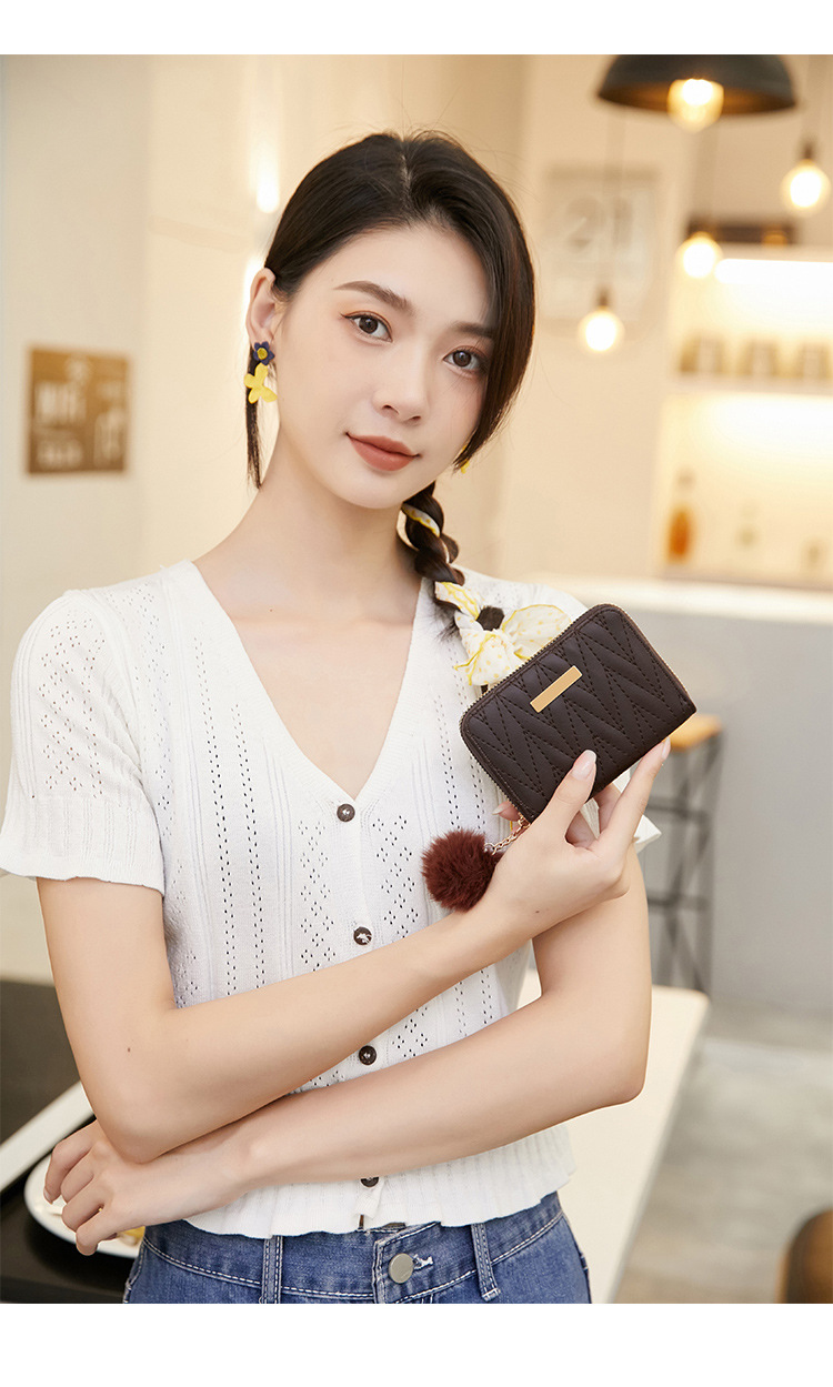 Small Wallet Bags Type Daily Occasion Women's Solid Color Pu Leather Zipper Wallets