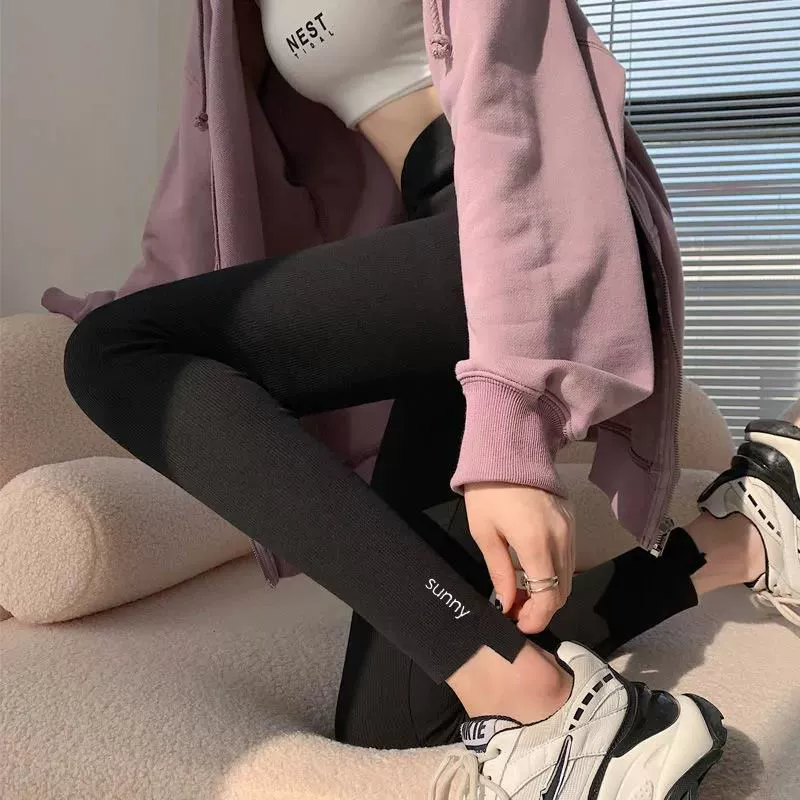 Fleece thin warm velvet leggings, demi-season keep warm trousers