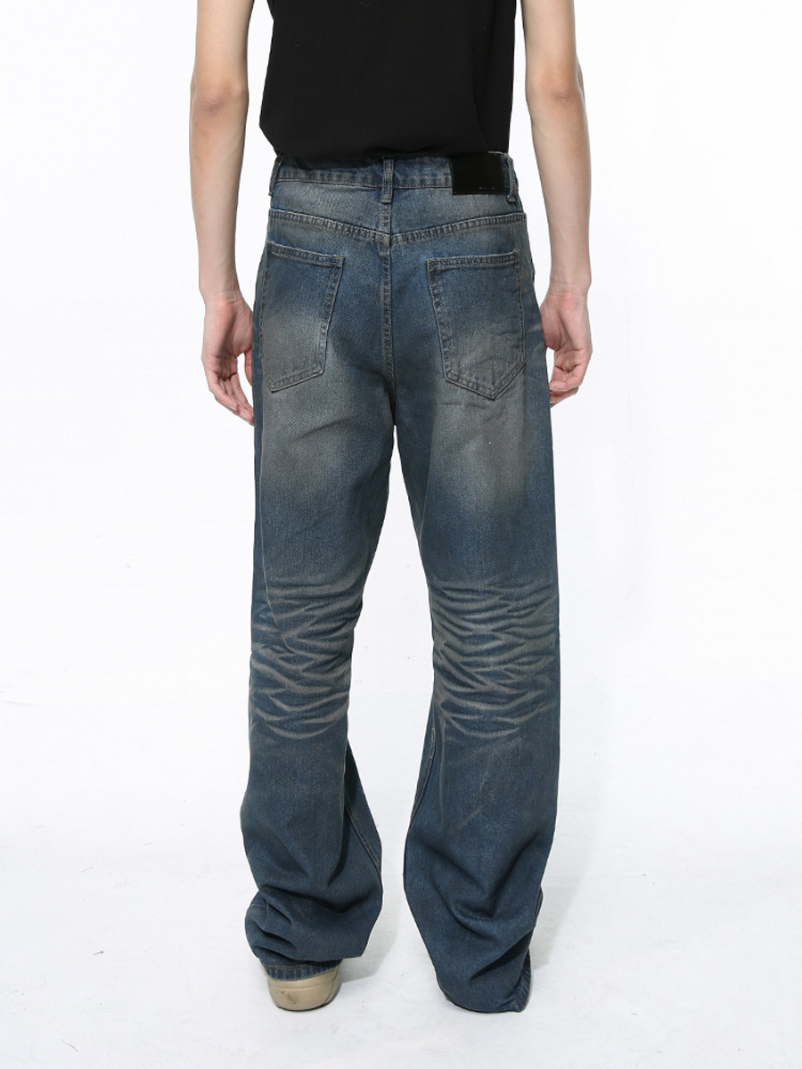 Mtlclothes ropa de Hombre | 2024 primavera nueva American High Street Vibe estilo cepillado arrugado diseño jeans