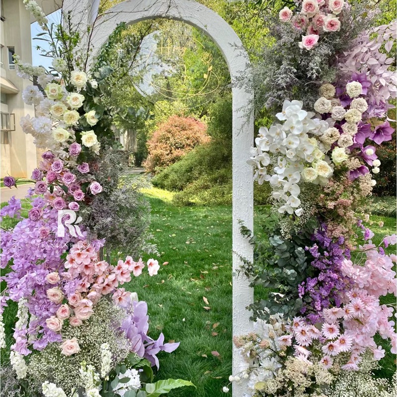 Pink wedding flowers artificial flower materials pink rose hydrangea tulips wedding aisle decoration floral arrangement fake flowers
