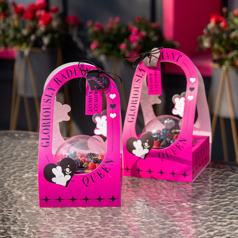 520情人节母亲节创意慕斯球水晶蛋糕盒圆球形手提蛋糕包装盒子