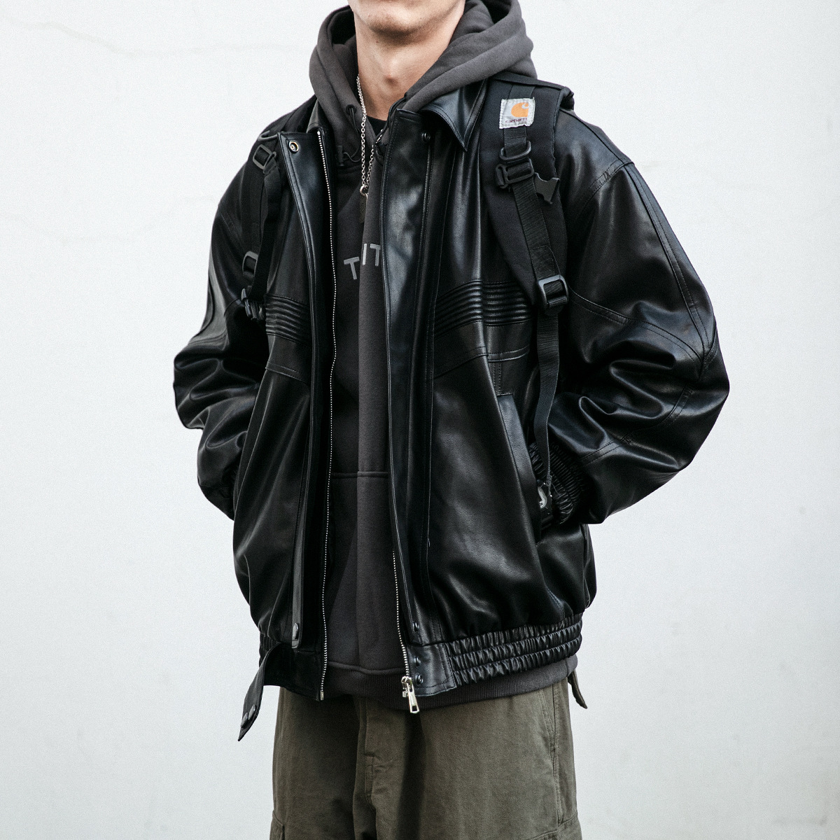 American Retro Style Men's Autumn And Winter Commuting Loose Casual Handsome Motorcycle Leather Jacket Short Windproof Jacket