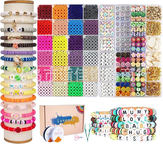 8000pcs color blanco y negro de cerámica suave + oro y plata CCB bracelet cuentas de ciruela cuentas de bracelet DIY caja de cubierta