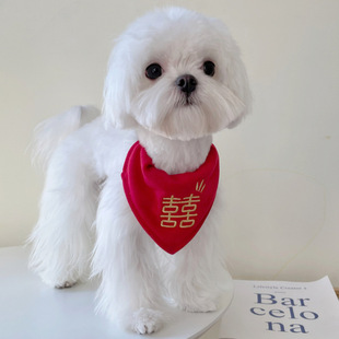 2025 Autumn and Winter New Pet Cat Saliva Towel Adjustable Dog Bib Red Holiday Dress up Bib Wholesale