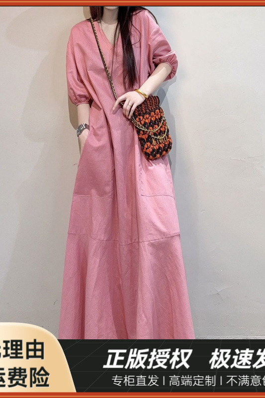 Tall Plus Size Simple Loose Oversized Dress 2025 Summer New Casual Versatile Long Dress Trendy