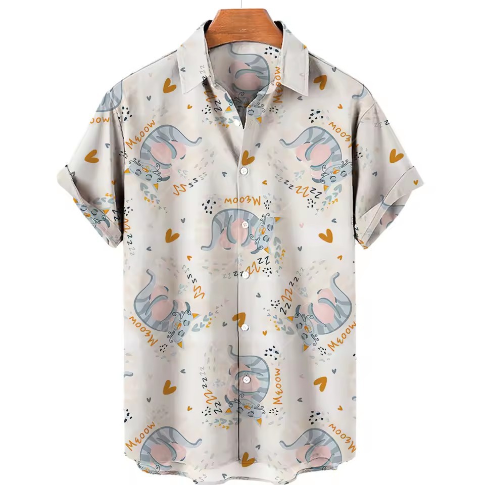 2024 venta caliente piscina patito amarillo dibujos animados animal estampado 3D hombre vacaciones hawaiano camisa de manga corta con botones