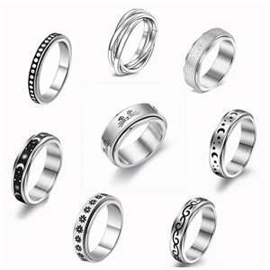 Fashion Titanium Steel Rotatable Letter Couple Rings Jewelry Wholesale display picture 1