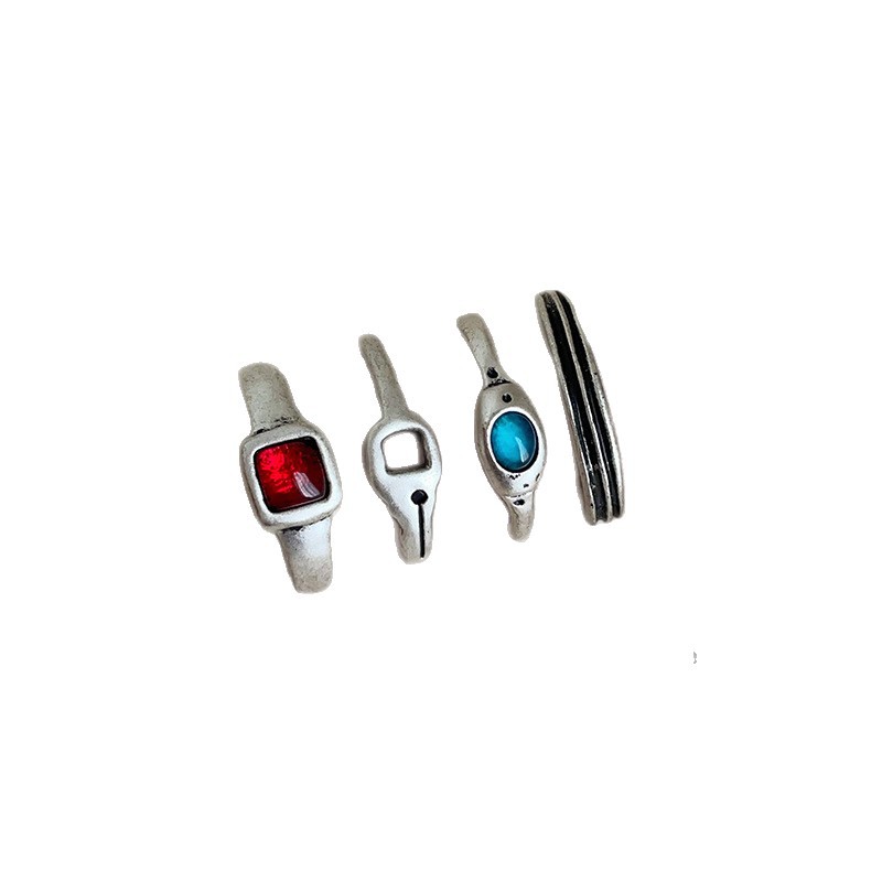 Anello vintage distressed da donna stile coreano lusso moda_voghion.com