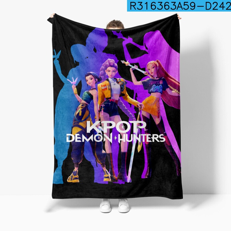 3D新款电影 K-POP 猎魔女团毛毯法兰绒毛毯亚马逊空调被毛毯|undefined