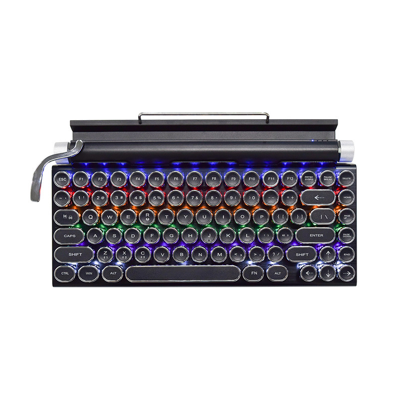 スポットパンク機械キーボードレトロrgb発光デュアルモード有線bluetoothゲームオフィスキーボードメッキ丸キー|undefined