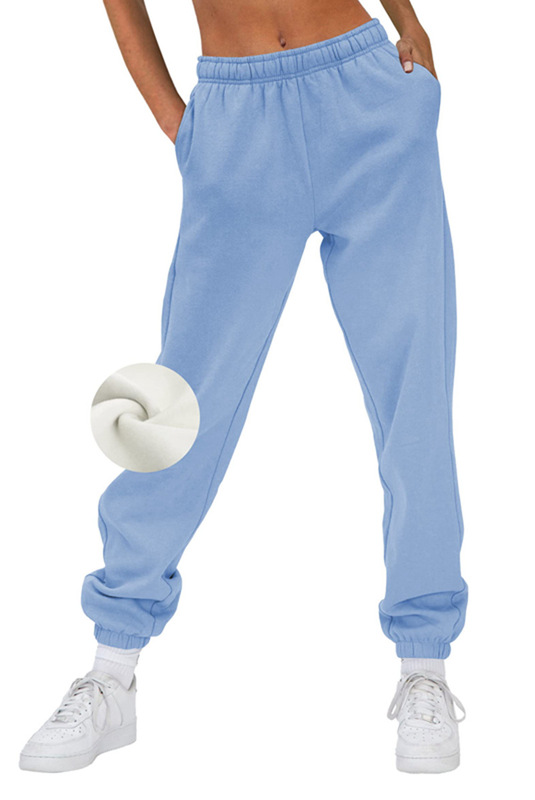 Women's Fleece Sweatpants Warm Loose Trousers Comfortable Oversized Autumn Jogging High Waist Cotton Casual with Pocket