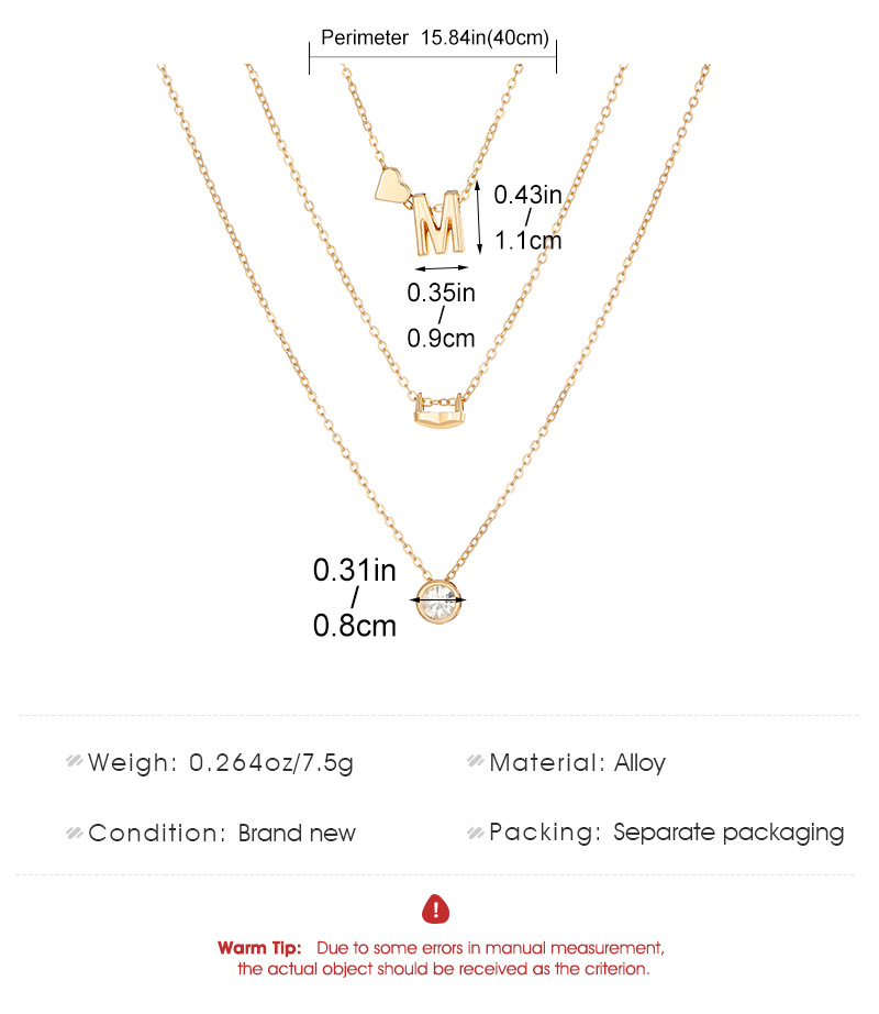 Personalised Multi-layered Heart Necklace For Women Gold Style_voghion.com