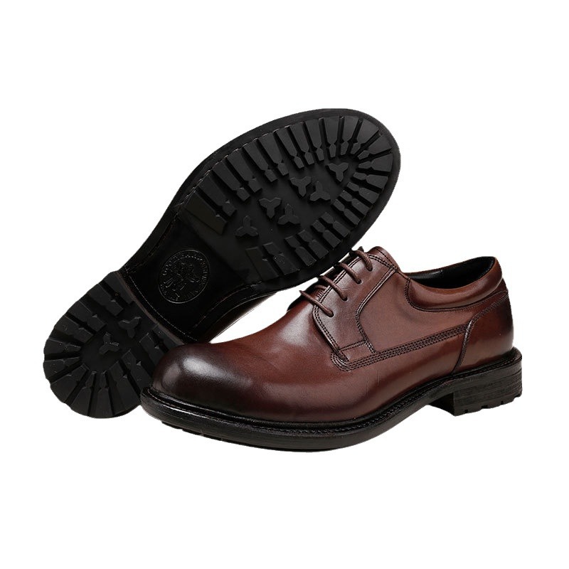 Leather shoes Vintage handmade leather outsole shoes Black wedding shoes business right Men's shoes_vogvips.com
