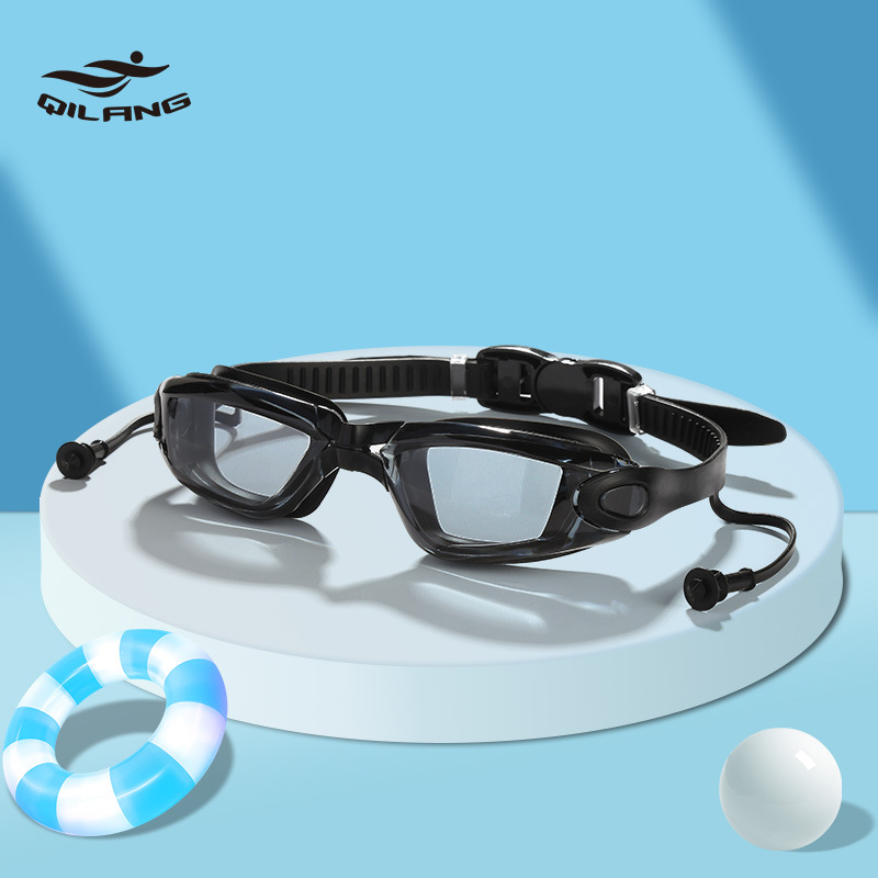 Gafas de Natación de Marco Grande con Tapones para Adulto, PC
