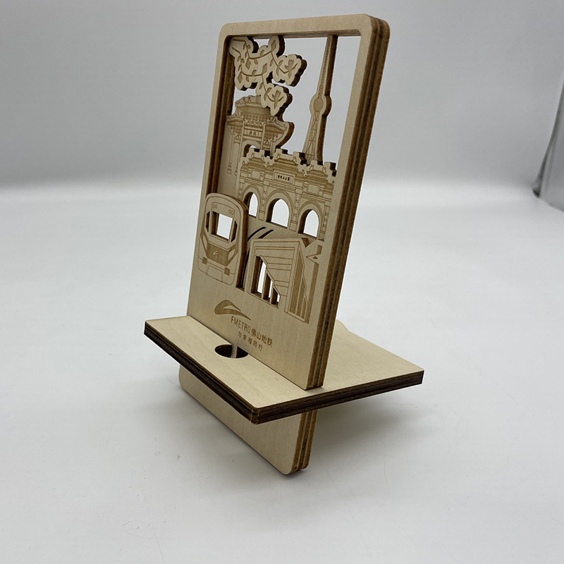 Titular de teléfono móvil creativo de madera recuerdo de turismo titular de teléfono móvil de escritorio tallado de madera regalo creativo cultural al por mayor