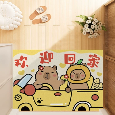 Avtomobil döşəmə paspasları – Leather Stain-Resistant Foot Mat No-Wash - welcome-home-yellow-car-4060cm