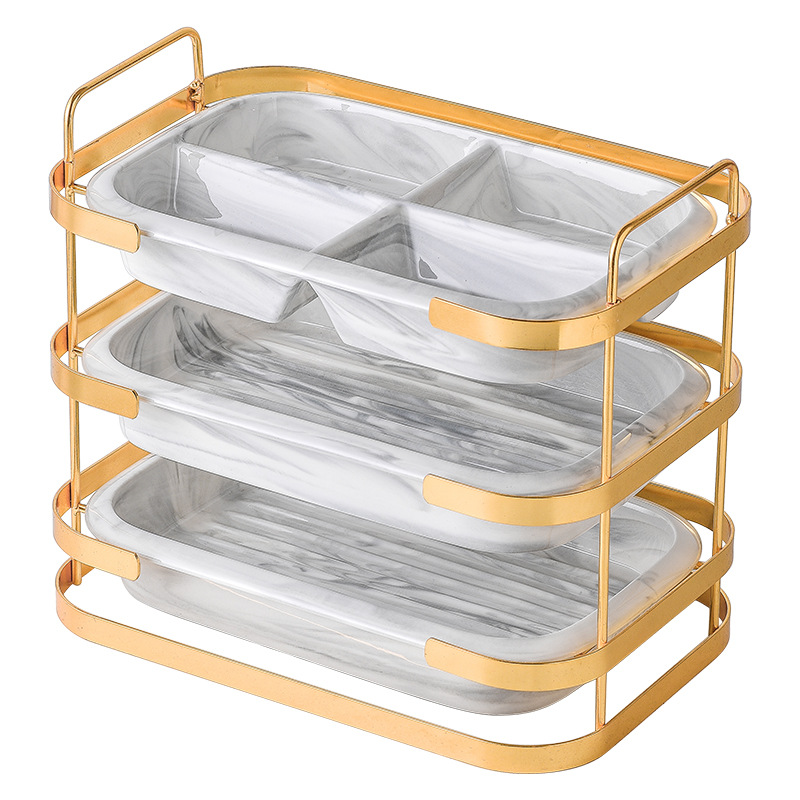 Cocina multi-funcional plato multi-capa bandeja de almacenamiento de hierro bandeja de cocción de cerámica creativa olla caliente bandeja de cocción plato de sopa