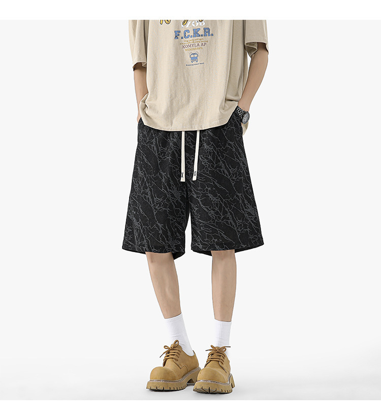 Men's Plus Size Casual Shorts Hong Kong Style Summer Thin Loose Straight Breathable Five Point Shorts Versatile Men's Clothing_viptrois.com