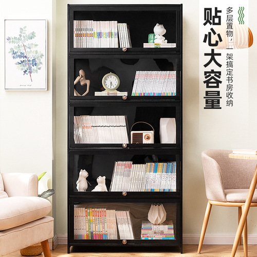 Bookshelf rack floor-to-ceiling bookcase home children's living room solid wood office wall storage simple multi-layer