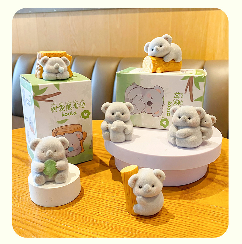 Baimao Original Cute Koala Flocking Series Creative Car Dashboard Ornaments Home Desktop Decorations